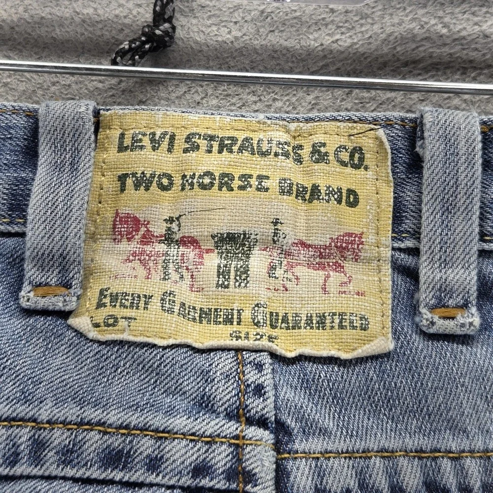 VTG Levis Engineered Jeans Mens Blue Two Horse Zip Fly Medium Wash Fits 32x30