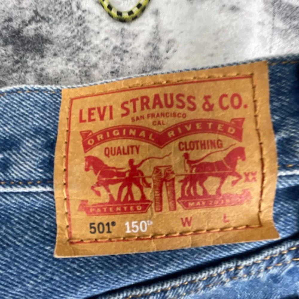 Levi 501 Mens 28x30 150th Anniversary‎ Button Fly Blue Medium Wash Jeans