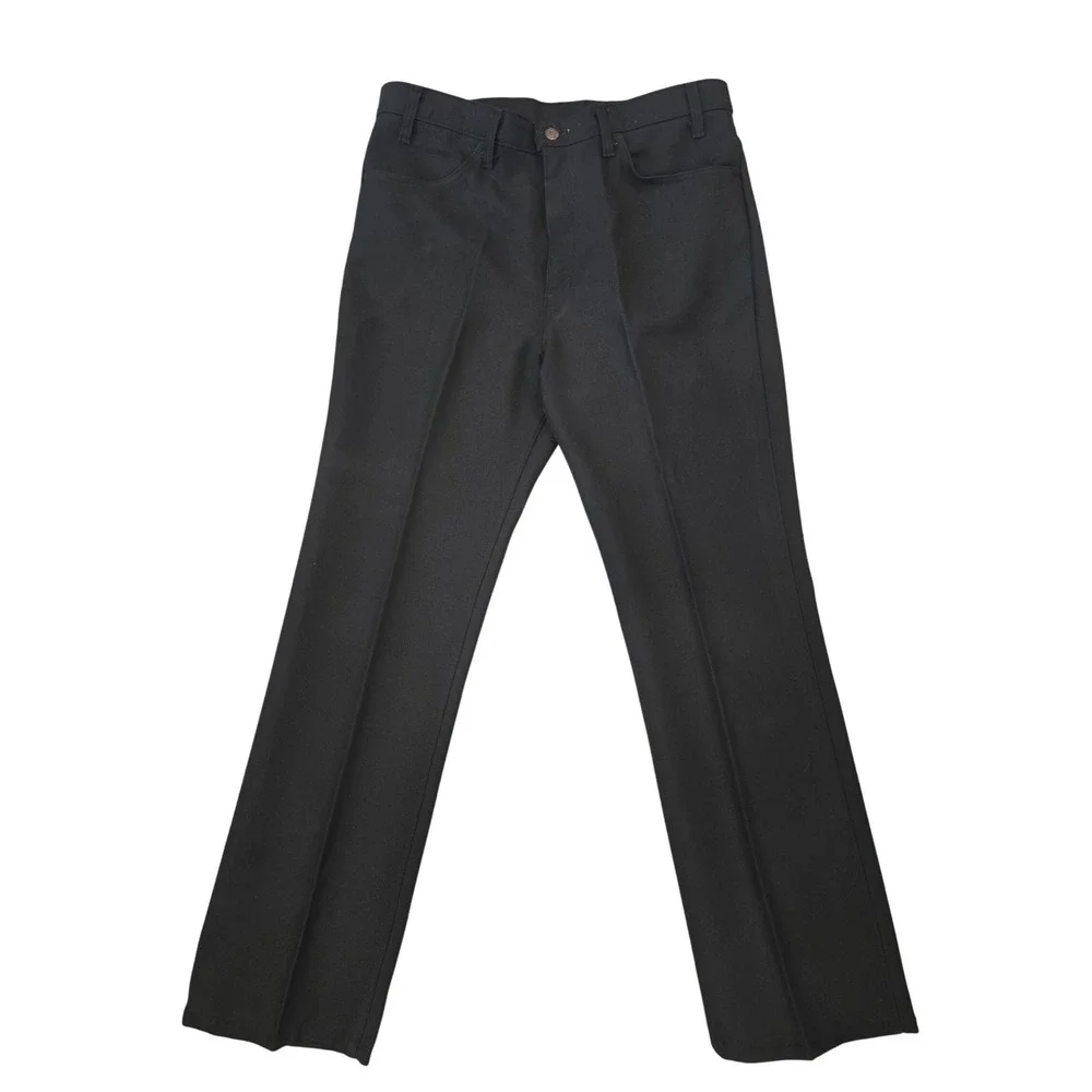 Vintage Levis Sta-Prest Black Twill Trousers Mens 36x33 Talon 42‎ Zip Straight