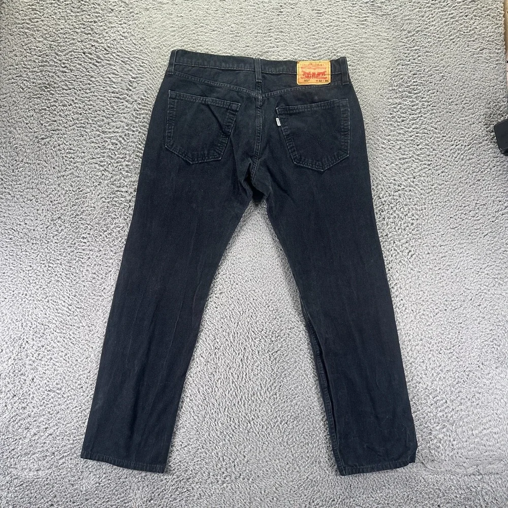 Levi's 502 Pant Mens 32x30 Black Cotton Corduroy Chino Straight Preppy Stretch