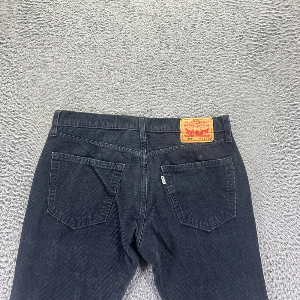Levi's 502 Pant Mens 32x30 Black Cotton Corduroy Chino Straight Preppy Stretch