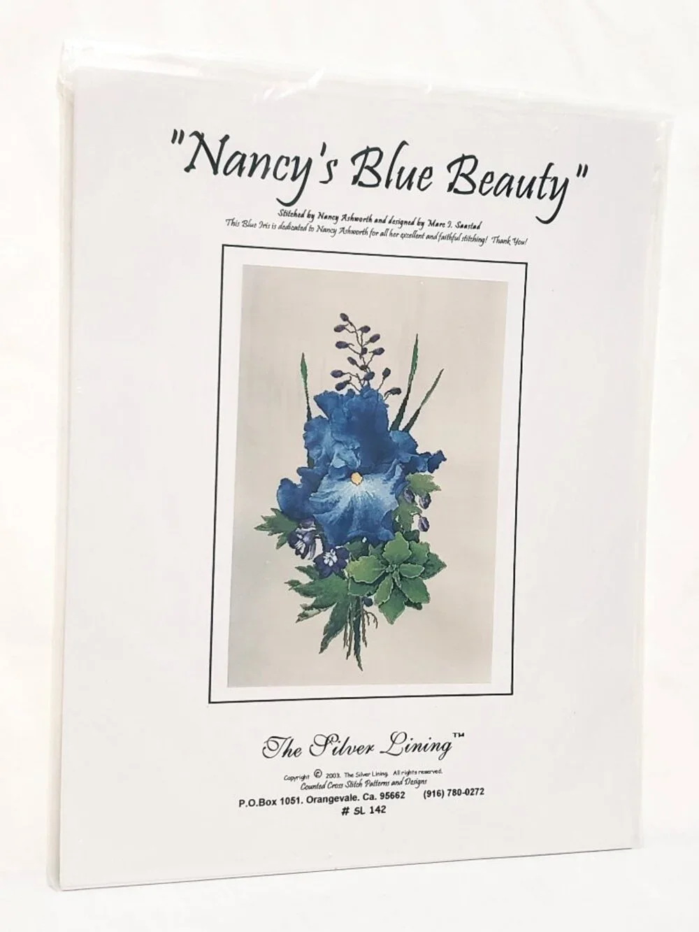 Nancy's Blue Beauty The Silver Lining Cross Stitch Pattern 2003 Marc I Saastad