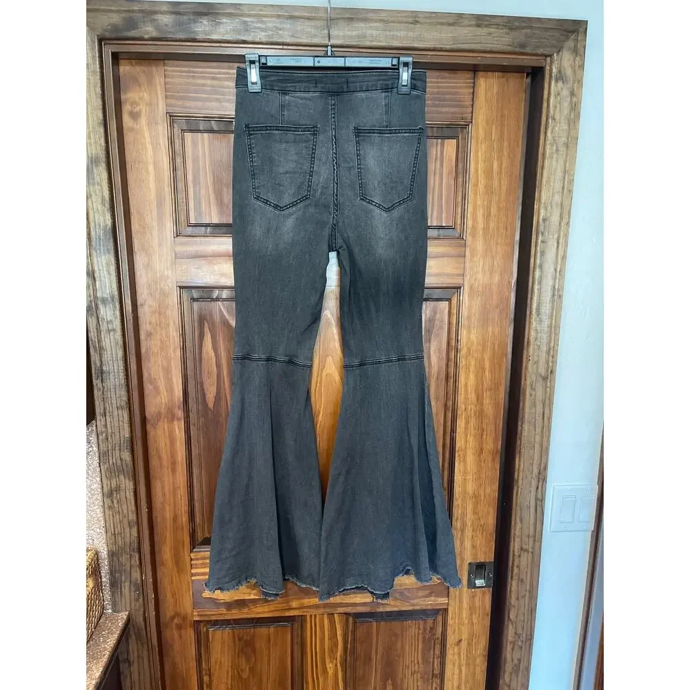 Free People Just Float On Flare Bell Bottom Jeans Size 27 Raw Hem Hippie
