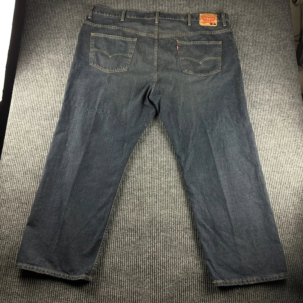 Levis 505 Regular Fit Dark Wash Denim Jeans Mens 50x30 Blue Straight Leg 2931