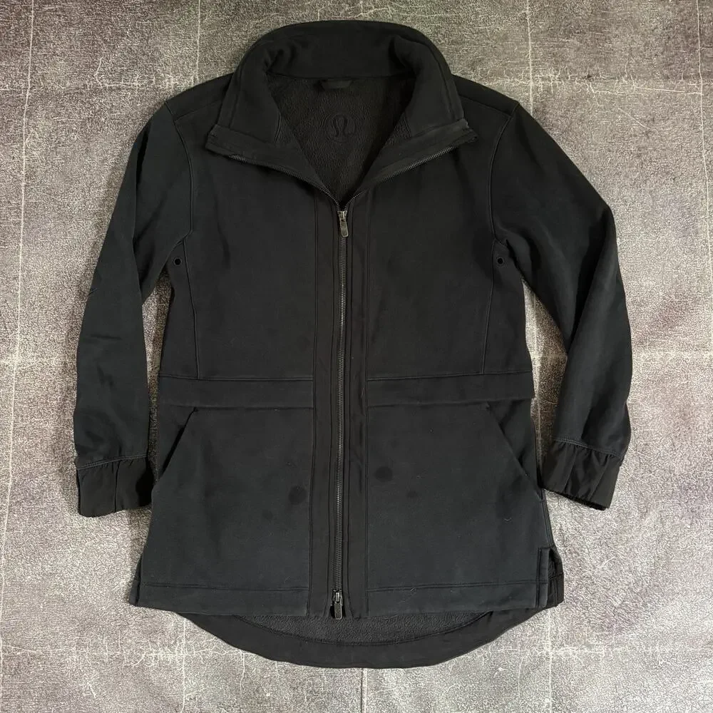 Women's Lululemon Light As Warmth Zip Up Black Yoga Define Athletic Jacket Sz 8