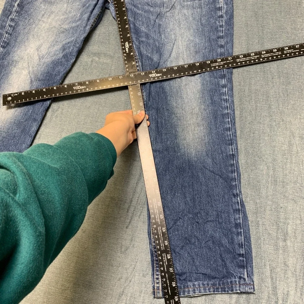 Levi's Jeans Mens 29x38 Blue Whiskering Denim Stretch Medium Wash Straight Leg