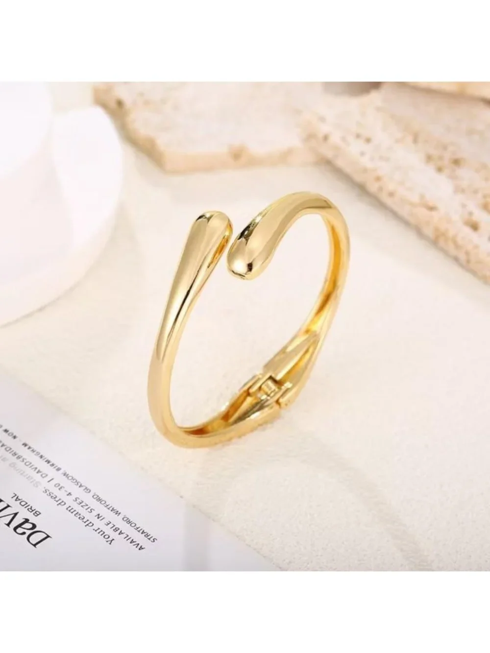 Trendy Gold Bangle Cuff Bracelet for Women - Non-Tarnish Fashion Jewelry