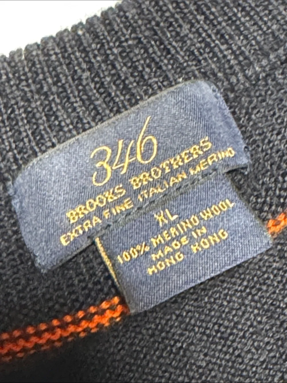 BROOKS BROTHERS Vintage Merino Wool Navy Crewneck Sweater Multicolor Stripes XL