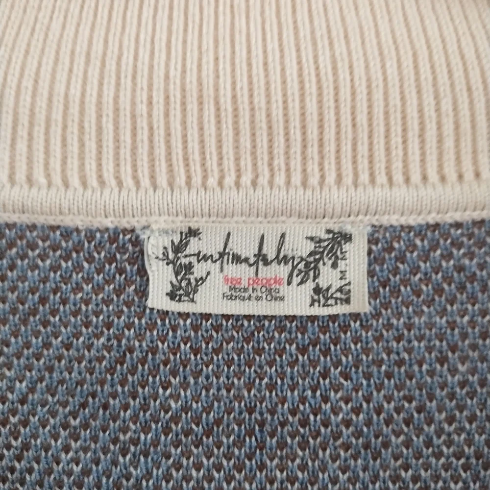Free People Fuzzy Feeling Polo Sweater Cropped Floral Knit Top