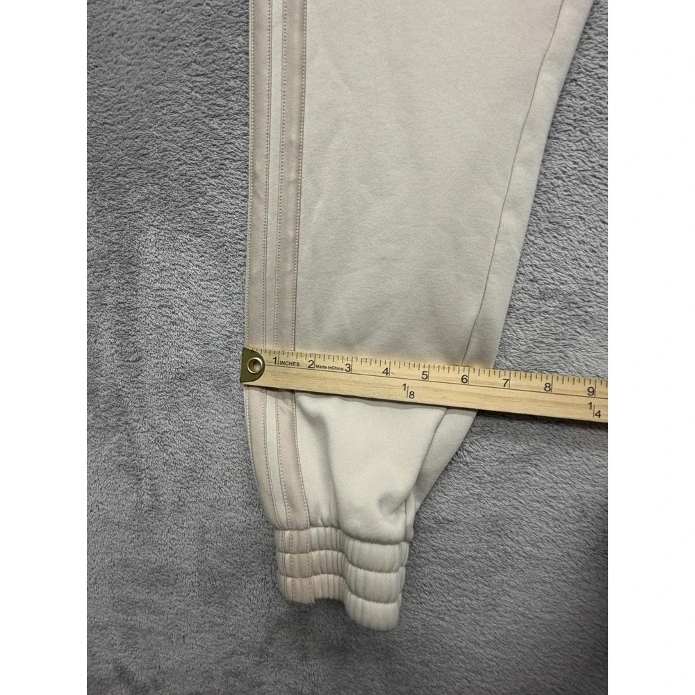 Adidas Pants Youth XL Beige Fleece Joggers Three Stripes Ankle Cuffed‎ Pull On