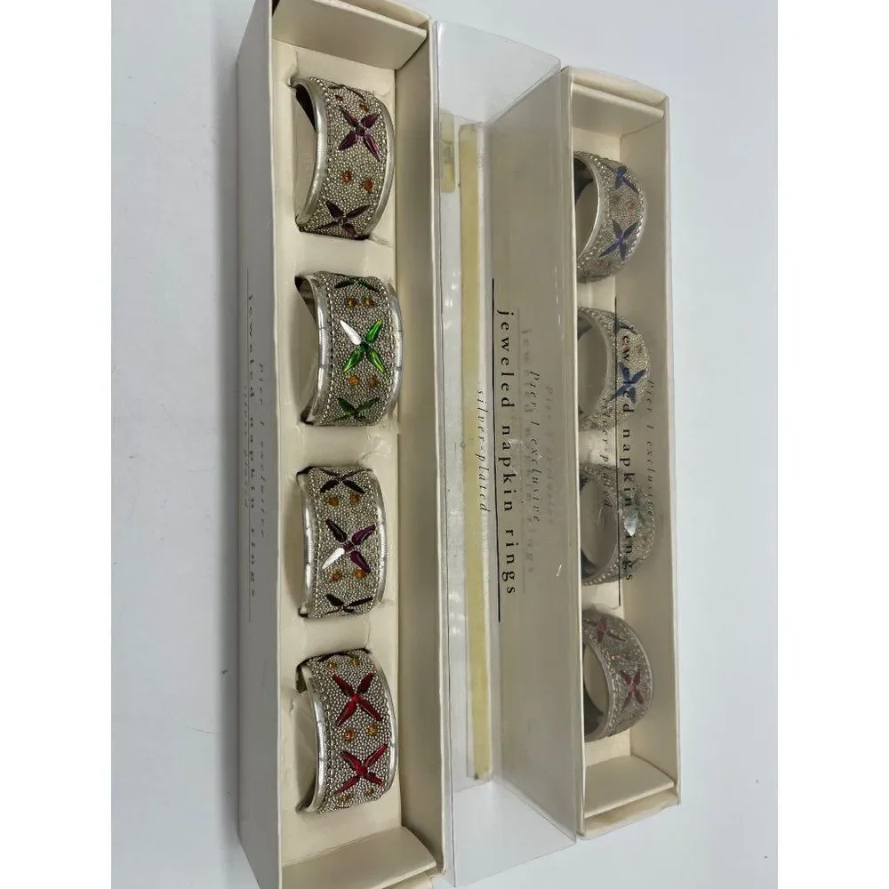 Piet A1 Exclusive Vintage Jeweled Napkin Plated Napkin Rings NEW