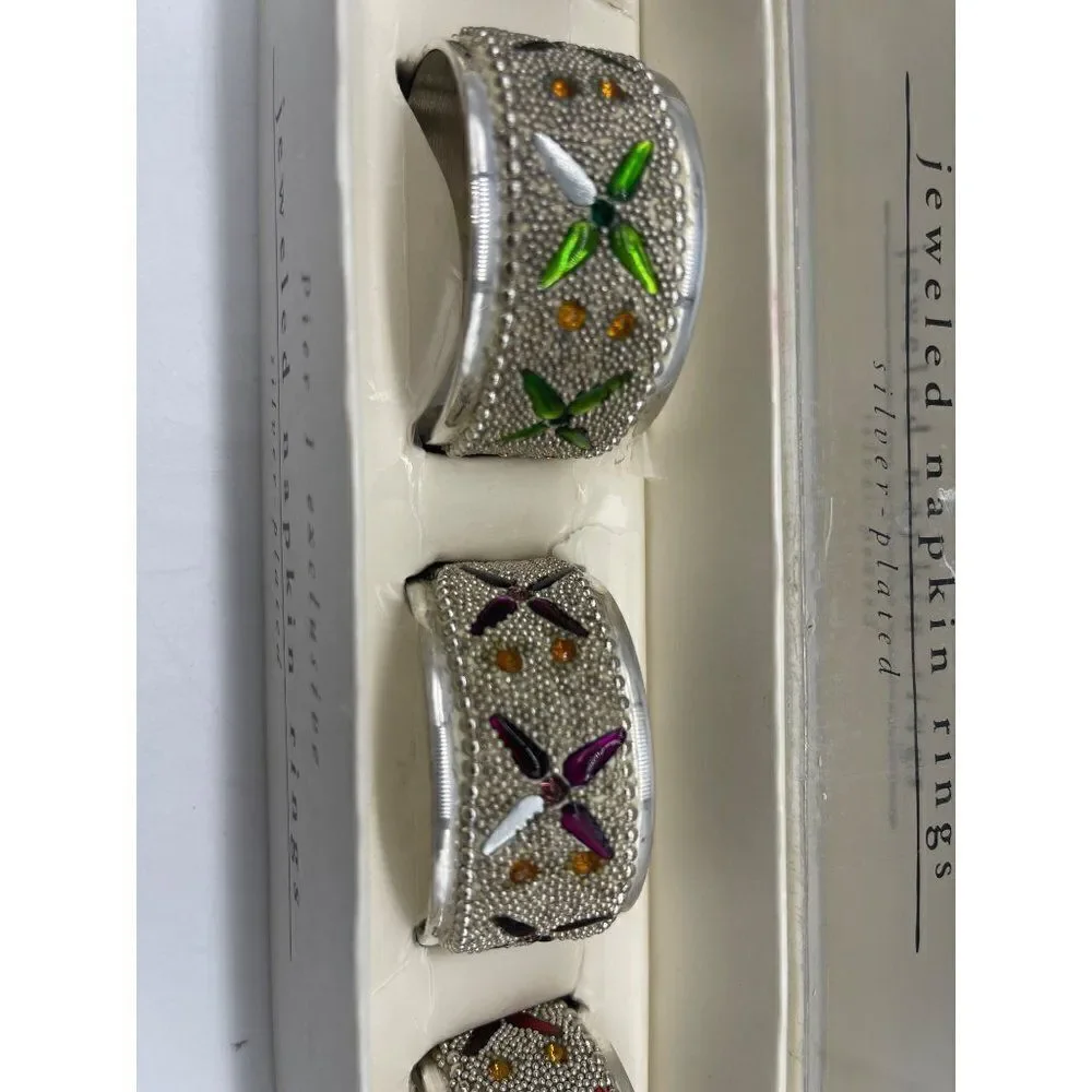 Piet A1 Exclusive Vintage Jeweled Napkin Plated Napkin Rings NEW