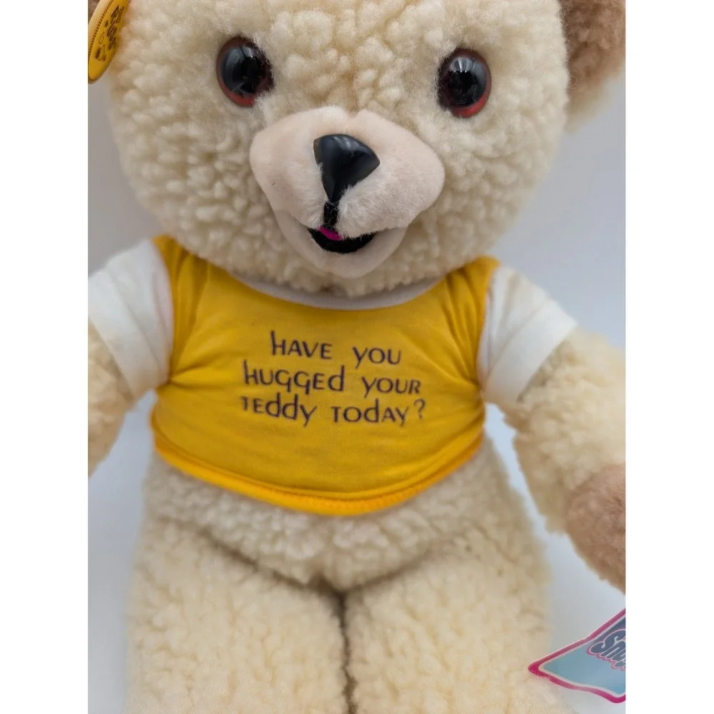 Russ Berrie‎ Snuggle Bear Plush Yellow Shirt Vintage 1986 3146 16 Inch