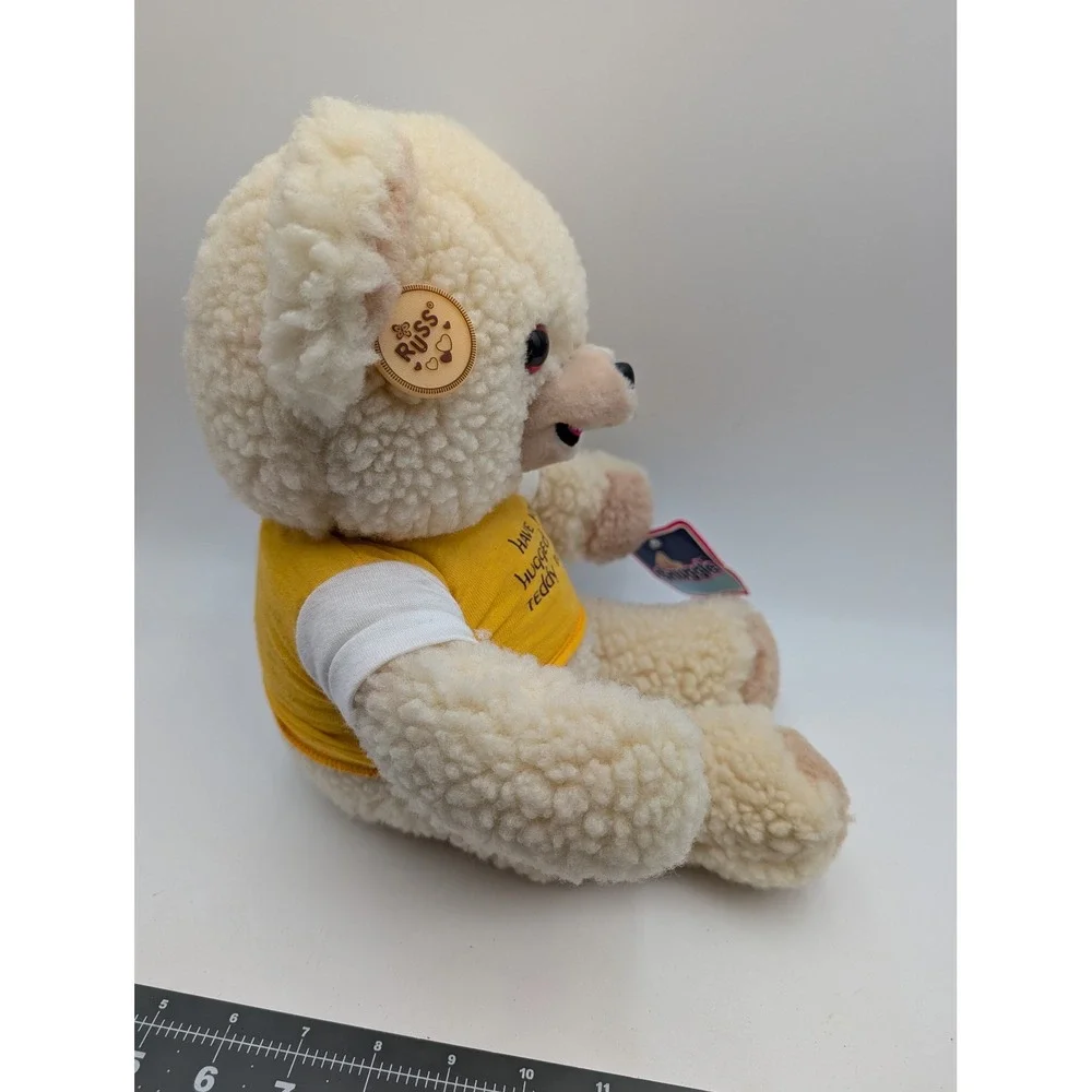 Russ Berrie‎ Snuggle Bear Plush Yellow Shirt Vintage 1986 3146 16 Inch
