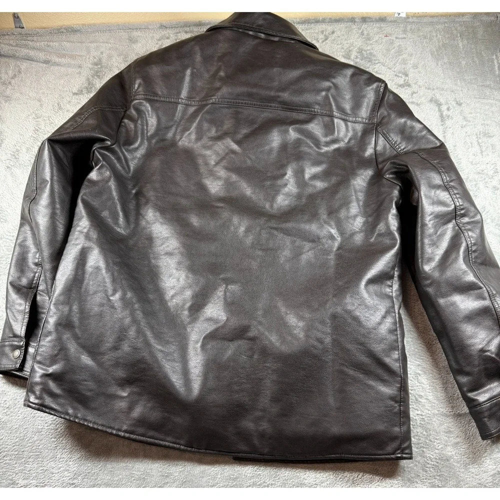 Levi's Faux Leather Sherpa Lined Trucker Jacket Men's M Black PU Moto Western