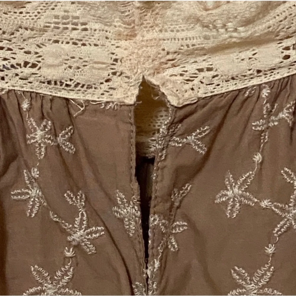 Zara Cotton Embroidered‎ Lace-Trim Puff Sleeve Blouse Snall Cottagecore