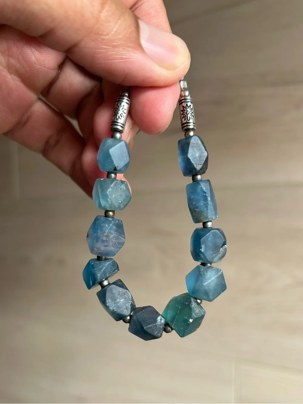 Faceted Blue Fluorite Beaded Bracelet