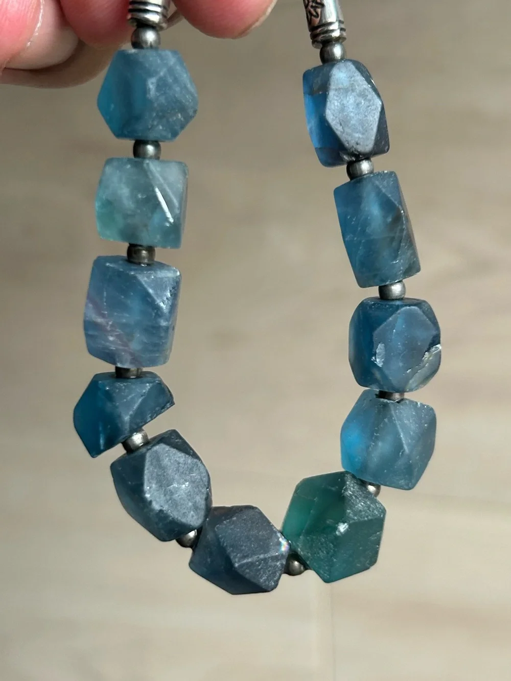 Faceted Blue Fluorite Beaded Bracelet