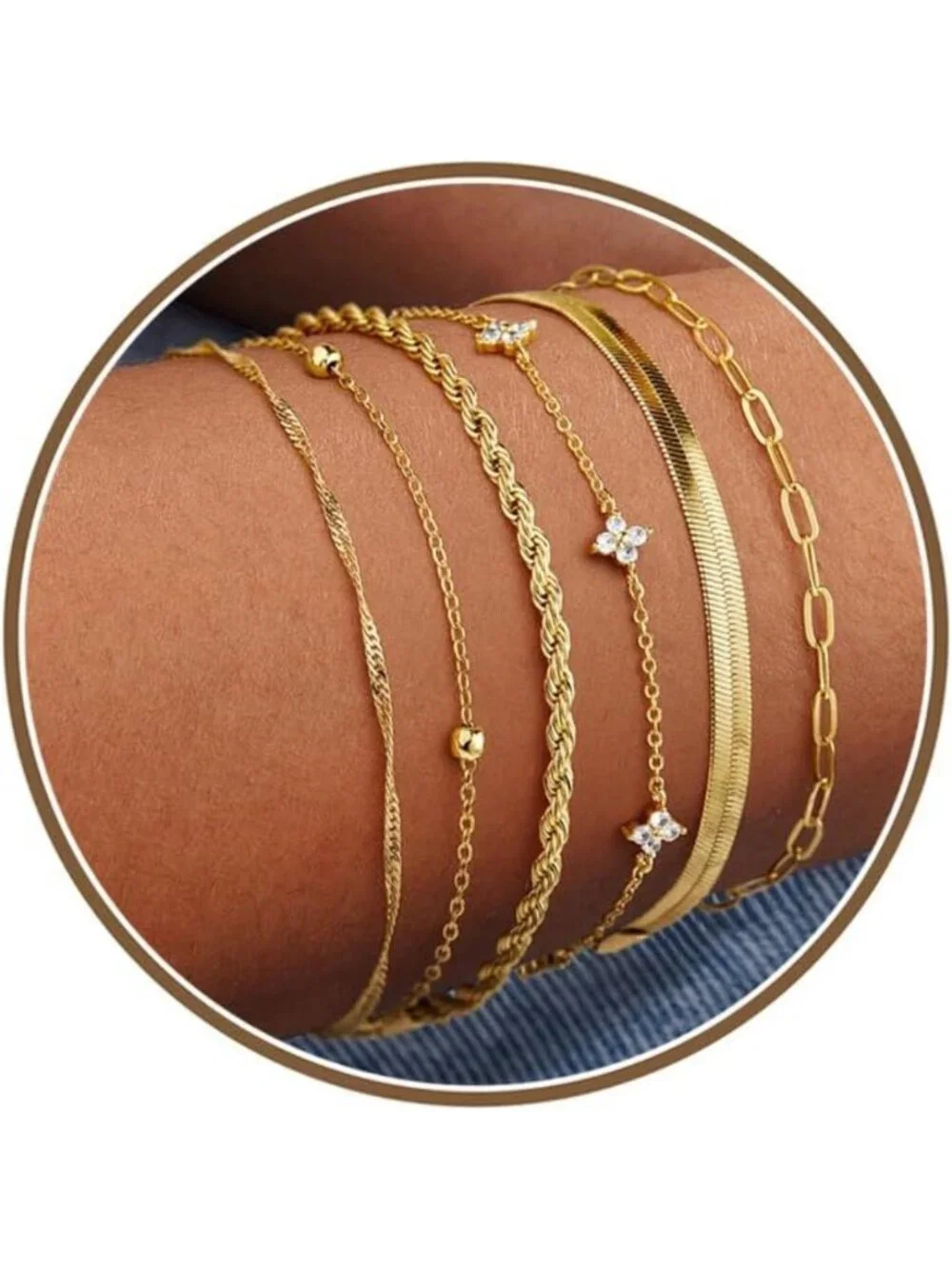 Stunning Gold Bracelet Set for Women - No Tarnish, Elegant & Durable Jewelry