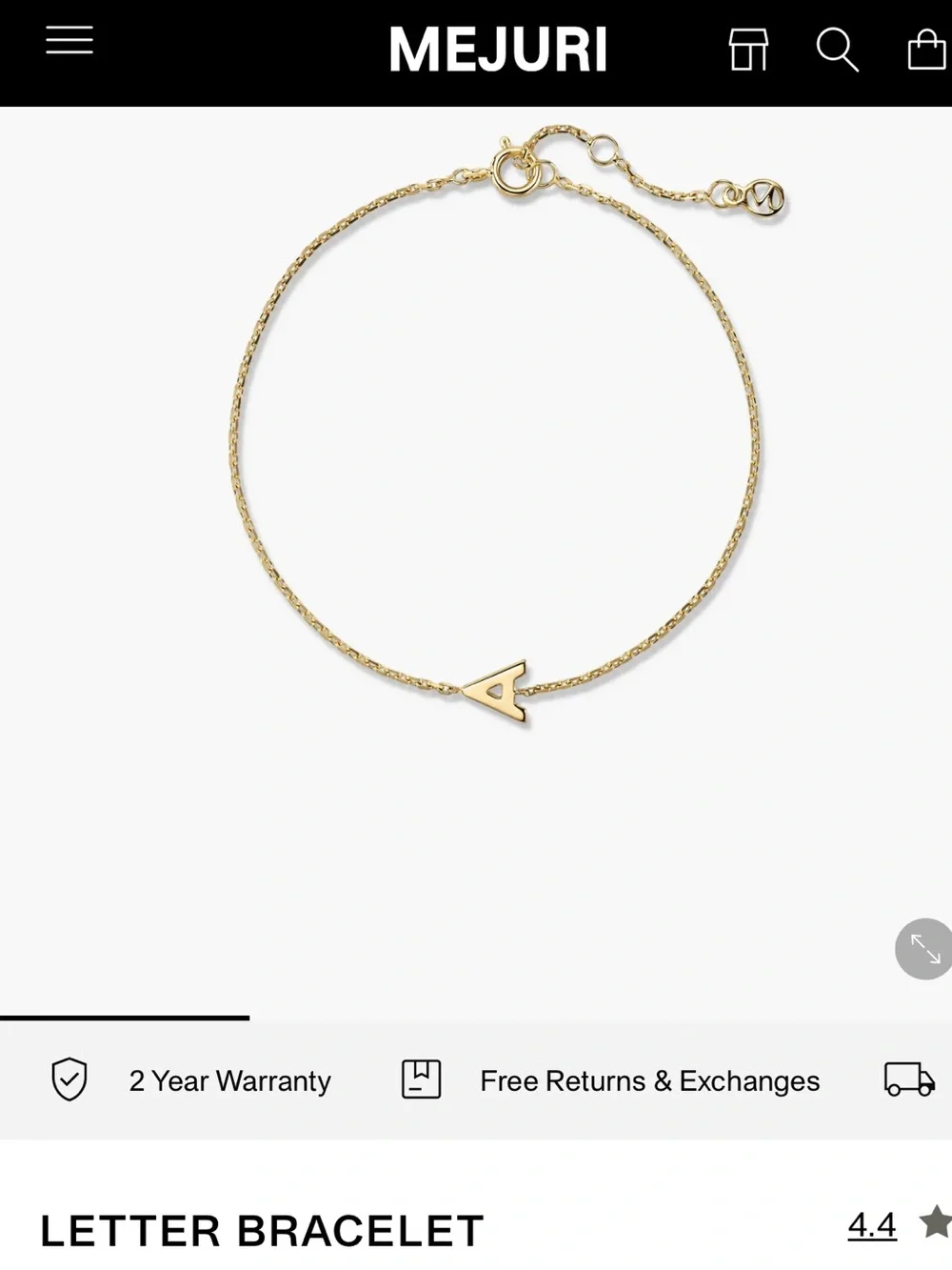 Mejuri Letter A Initial Bracelet