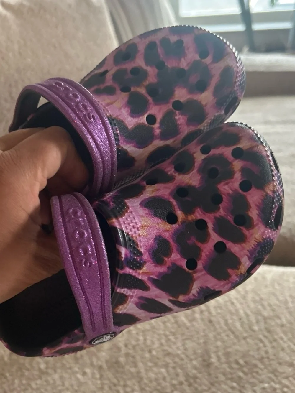 CROCS Kids Clog in Pink and Black Leopard Print