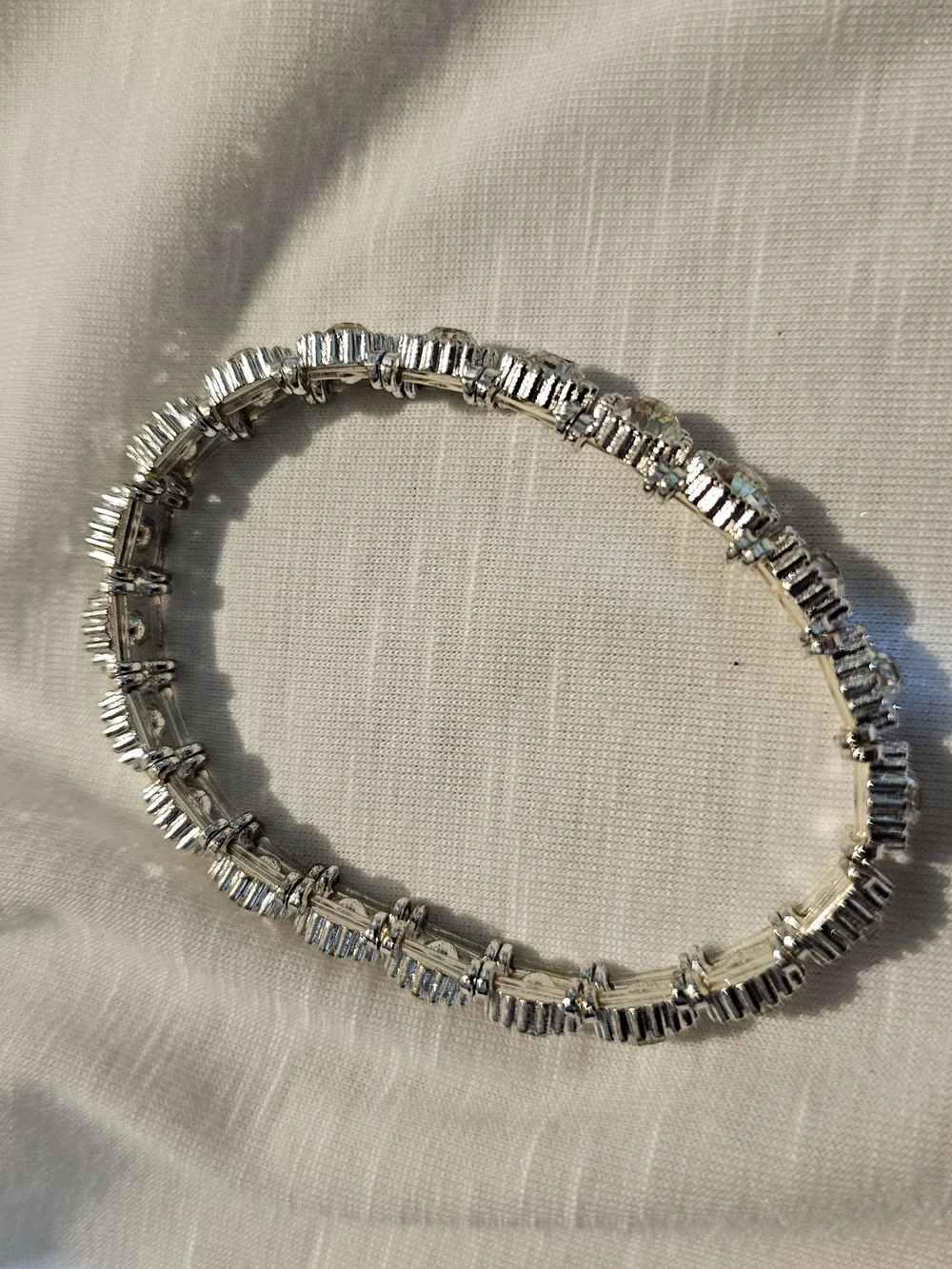 Silver Baguette Crystal Stretch Bracelet - Women's Jewelry