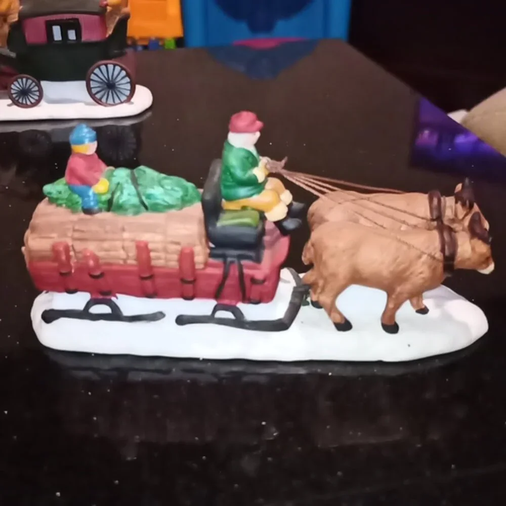 Vintage Heritage Dicken's Christmas Village Collection-Ox Sled w/Box