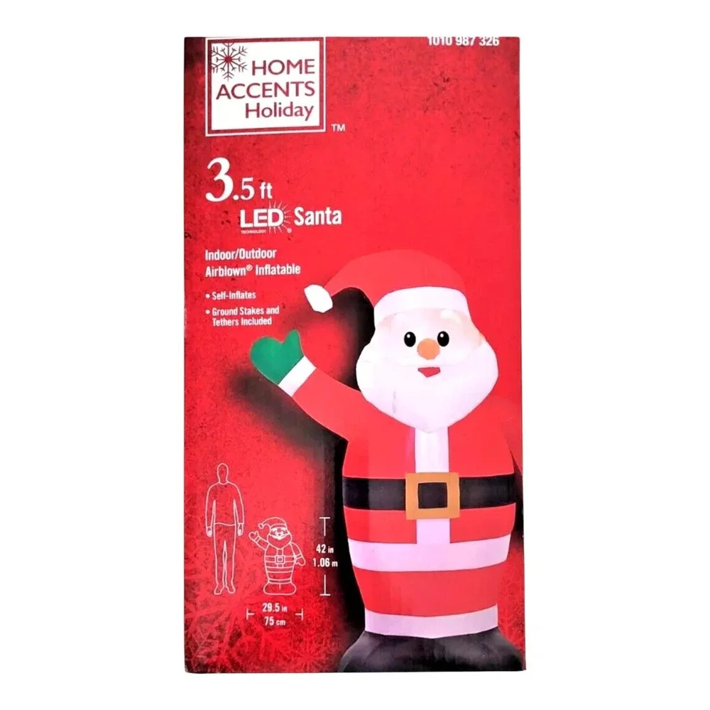 Home Accents‎ Holiday 3.5 Ft. Inflatable Indoor and Outdoor Airblown LED Santa