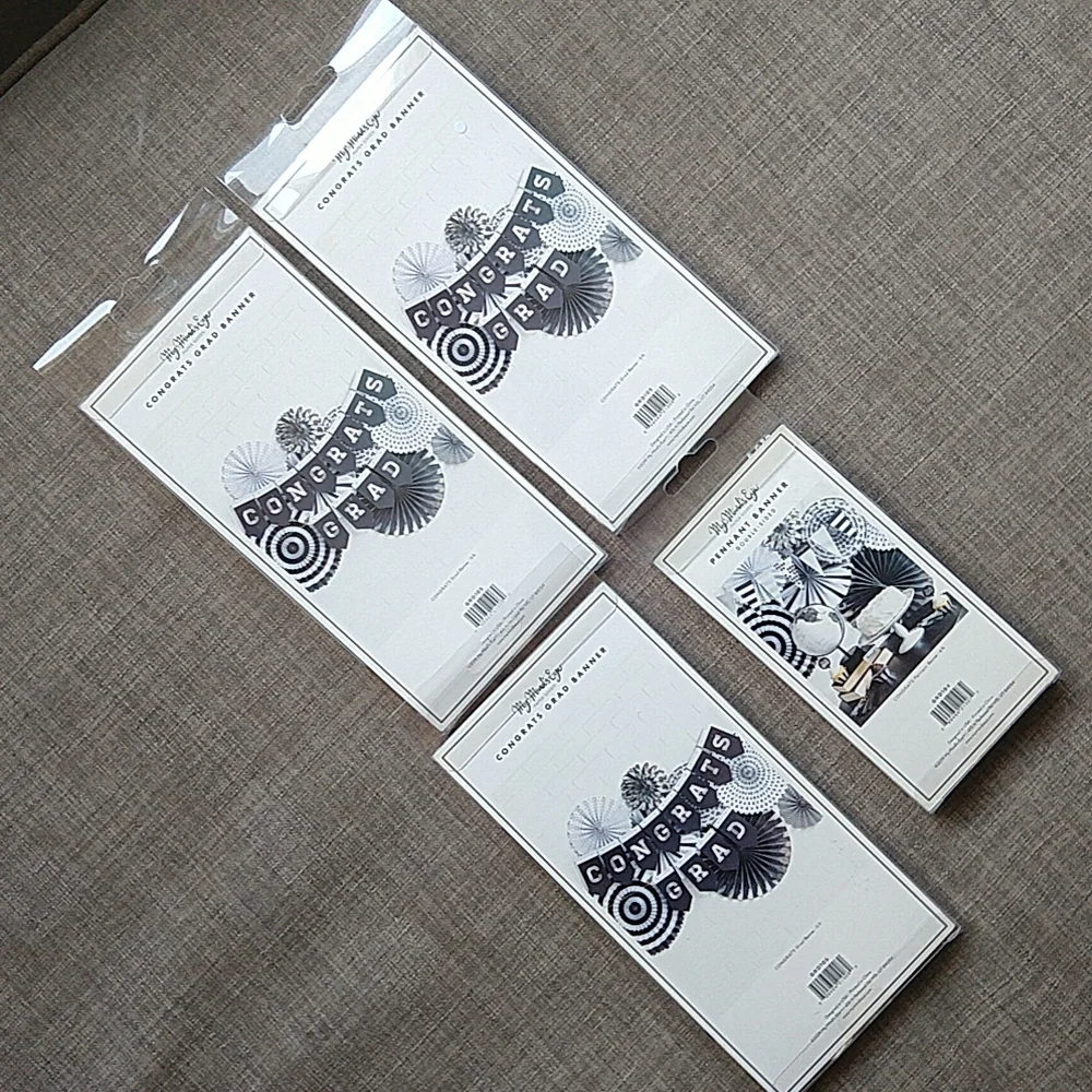Graduation Congratulations Decor My Mind's Eye Black White & Silver Banners Set