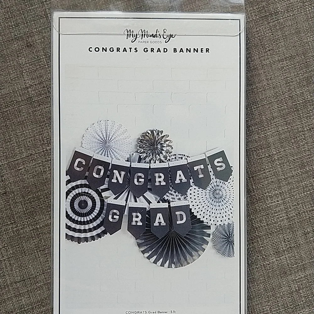 Graduation Congratulations Decor My Mind's Eye Black White & Silver Banners Set