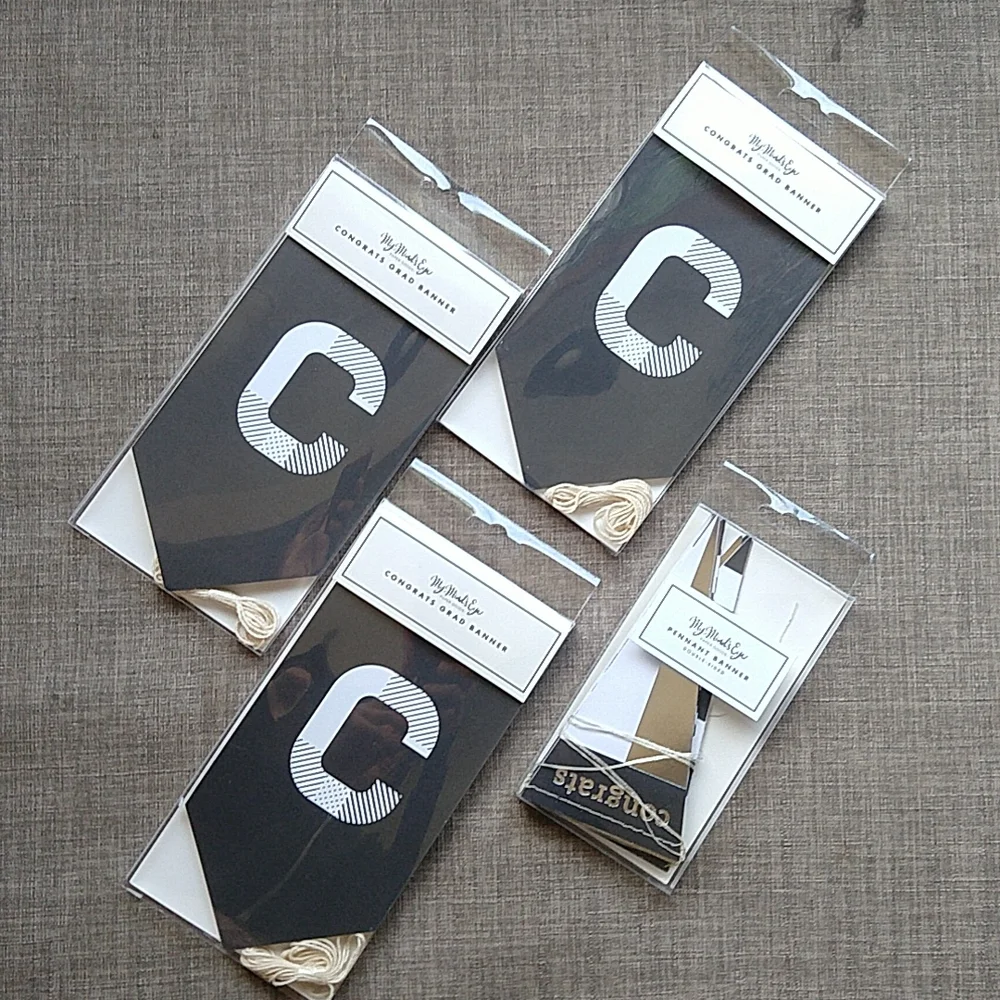 Graduation Congratulations Decor My Mind's Eye Black White & Silver Banners Set