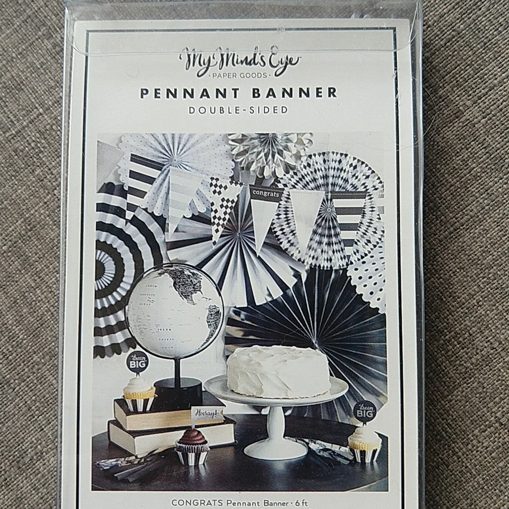 Graduation Congratulations Decor My Mind's Eye Black White & Silver Banners Set