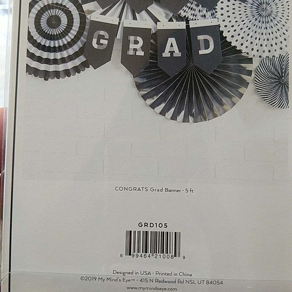 Graduation Congratulations Decor My Mind's Eye Black White & Silver Banners Set