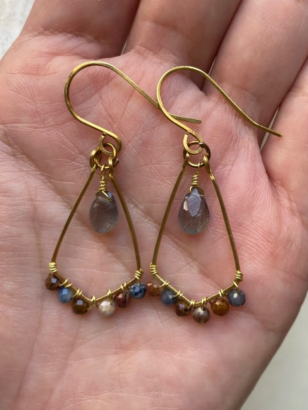 Handmade Earrings with Labradorite & Pietersite Stone