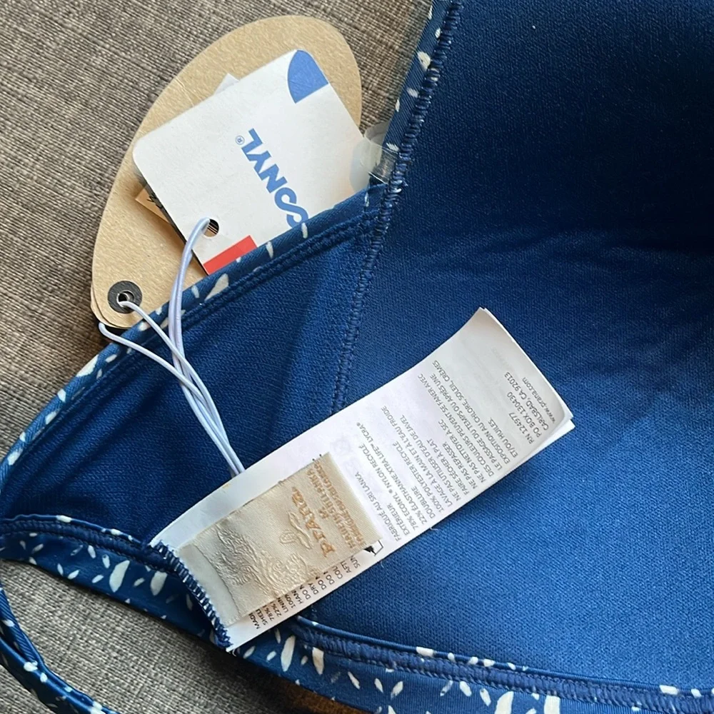 Prana Dark Blue Triangle Cup Halter Bikini Top NWT M