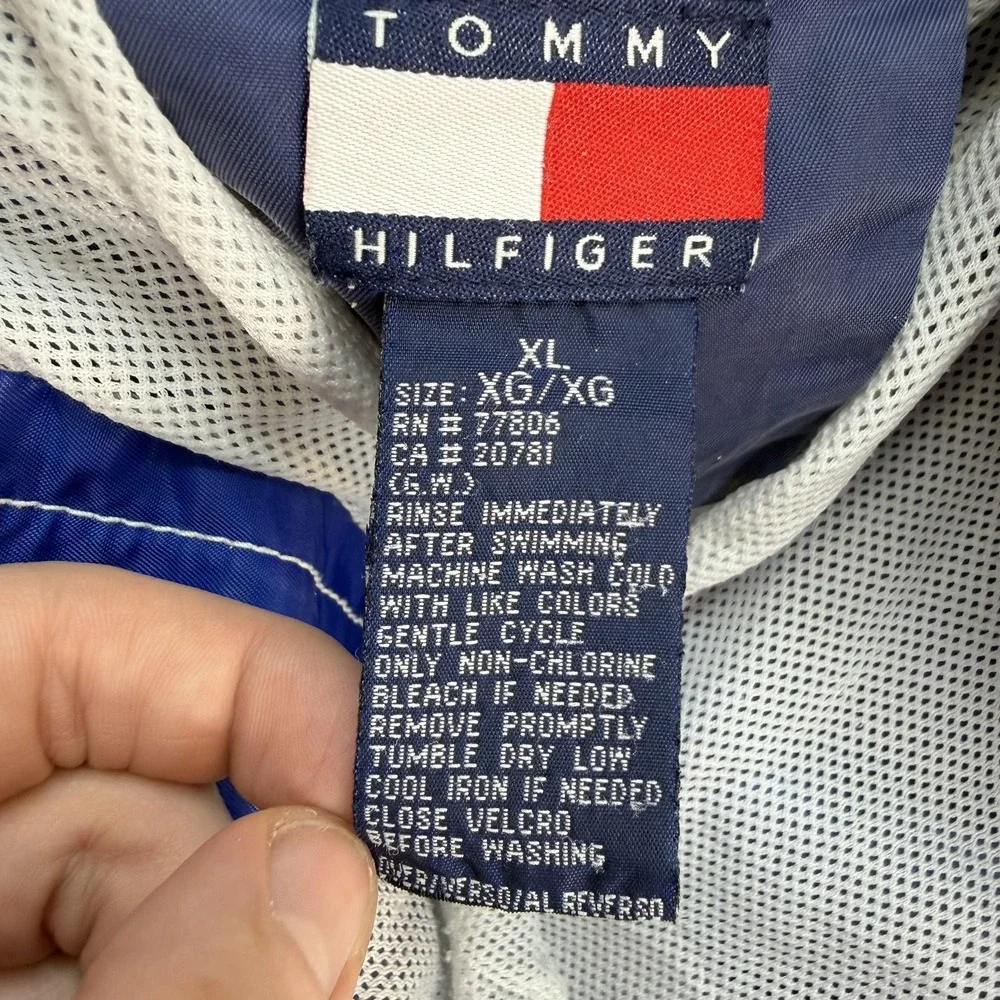 Y2K Tommy Hilfiger Swim Shorts Mens XL Blue Mesh Lined Boardshorts Trunks Beach