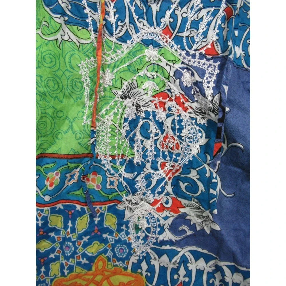 Debbie Katz South Beach Embroidered Swim Coverup Tunic Women Medium Boho
