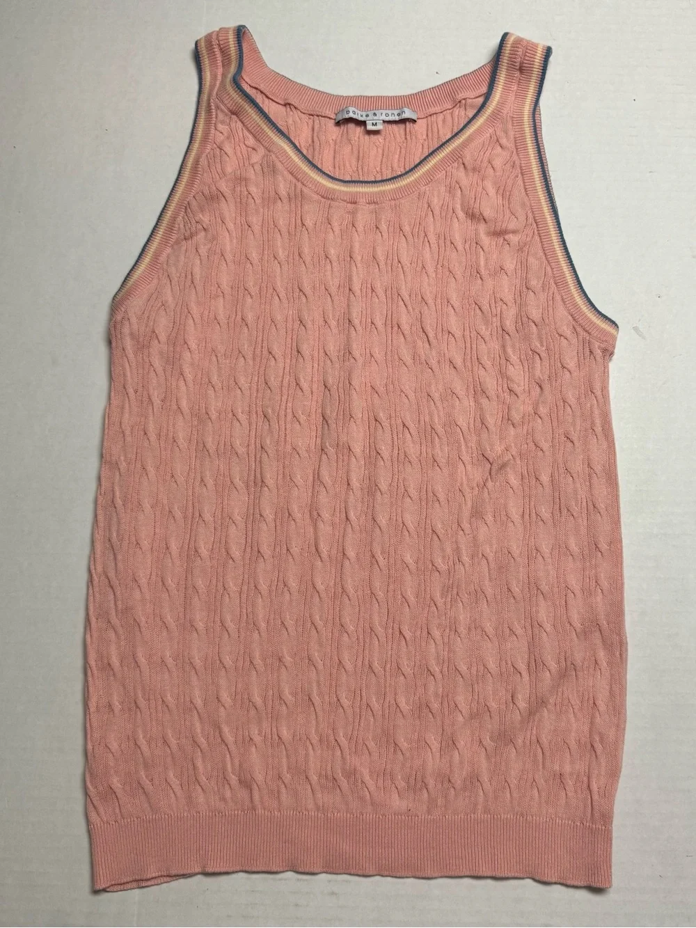 Parke & Ronen Lightweight Stretch Cable Knit Fitted Vest In Pink Size: M