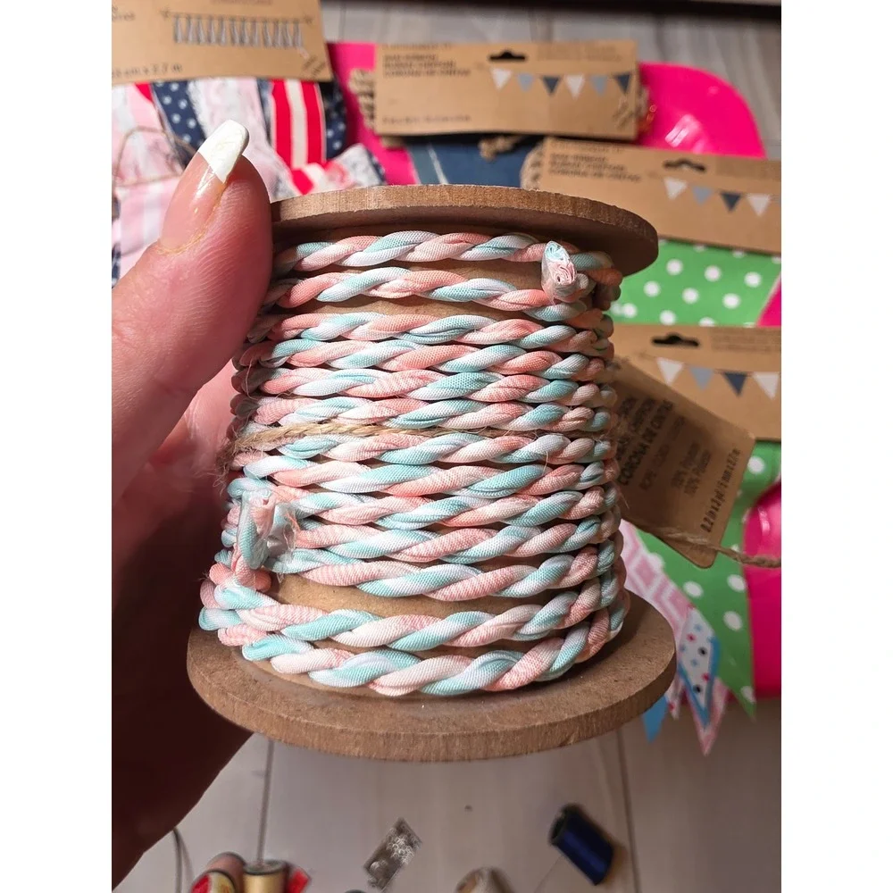 Celebrate It Rag Ribbon Garland Twine Lot Farmhouse Country‎ Fresh Milk Sign NEW