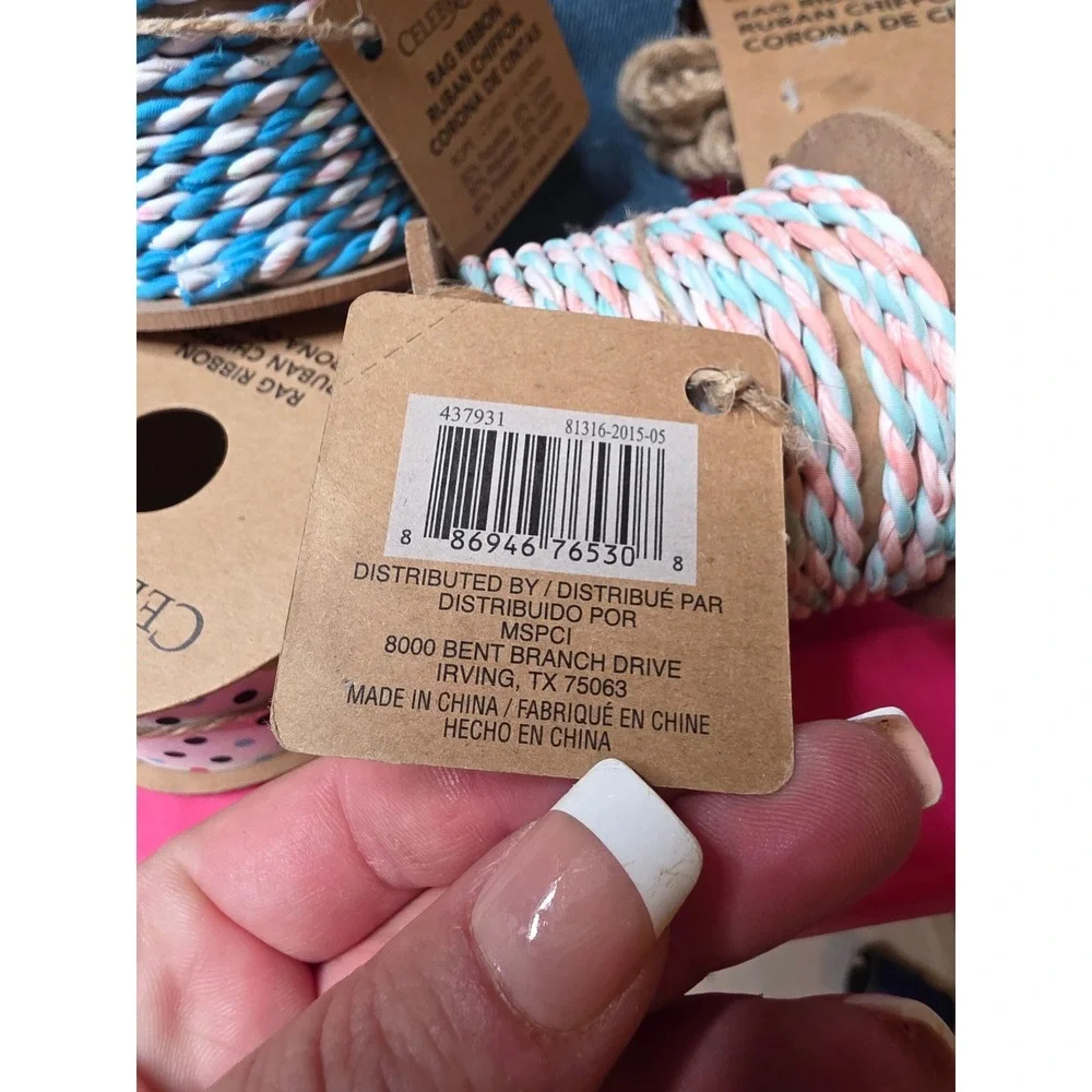 Celebrate It Rag Ribbon Garland Twine Lot Farmhouse Country‎ Fresh Milk Sign NEW