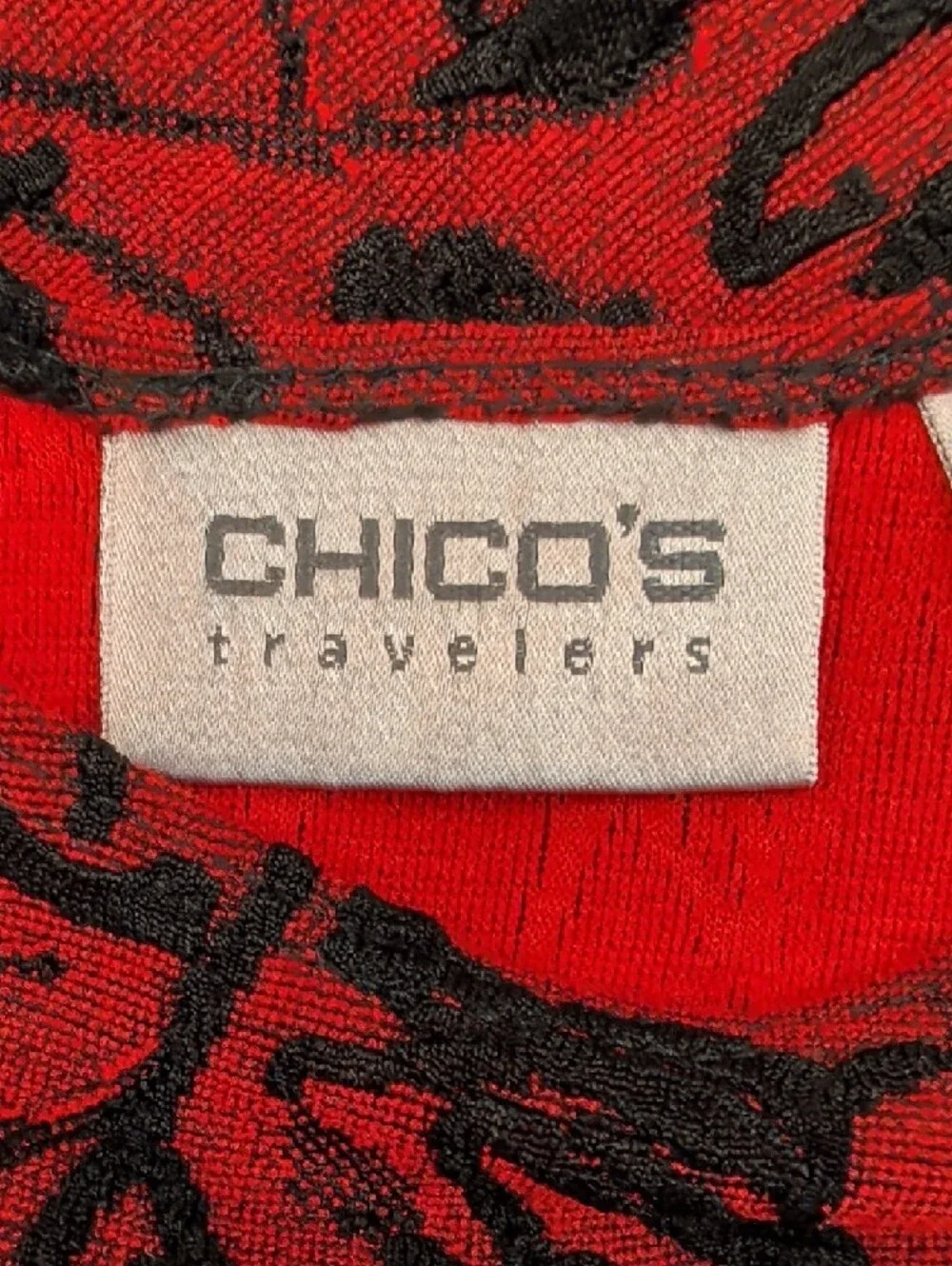 Chico's Travelers Red Black Floral Cardigan & Tank Set Size 1 (Medium)