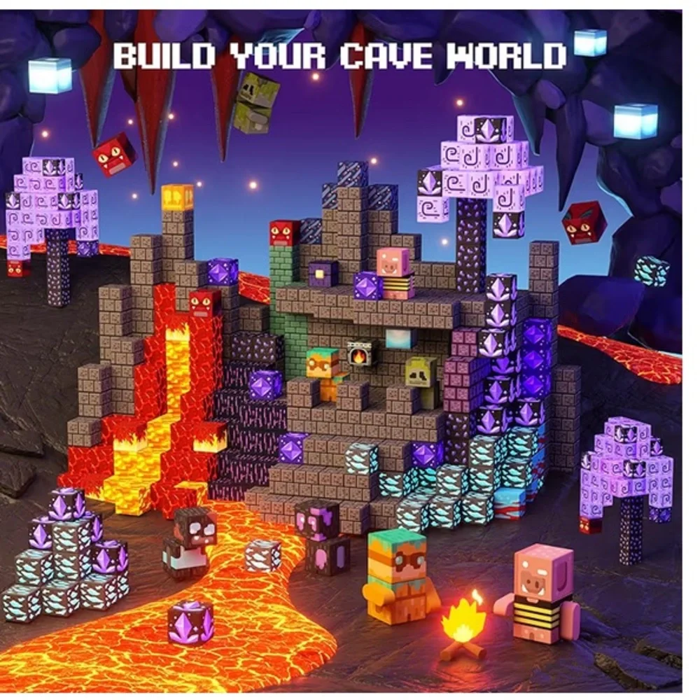 GobiDex 100PCS Magnetic Building Blocks Game-Based Build Magwonder Cave World