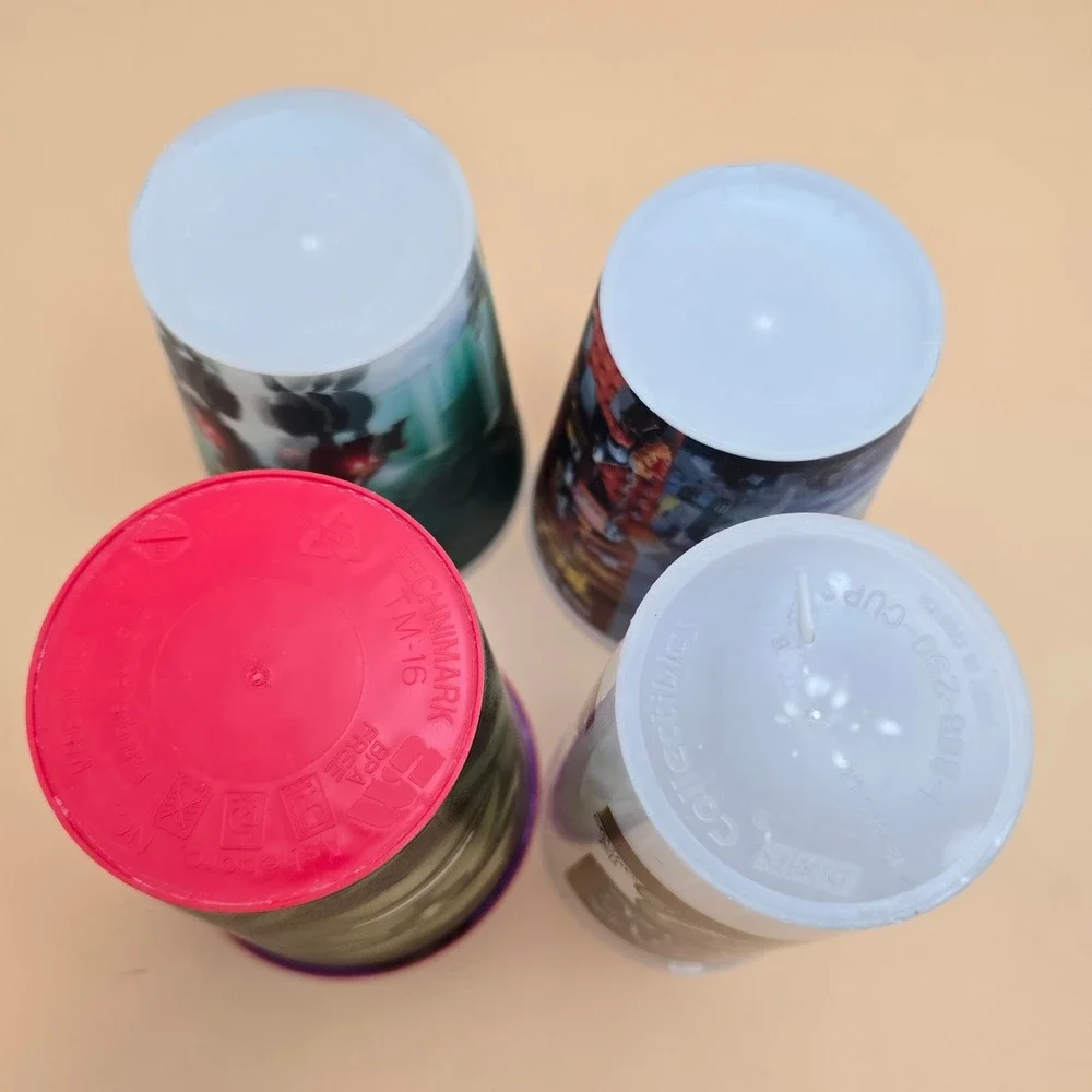 Marvel Avengers LEGO Movie Kwik Trip Plastic Souvenir Cups Lot of 4 Iron Man