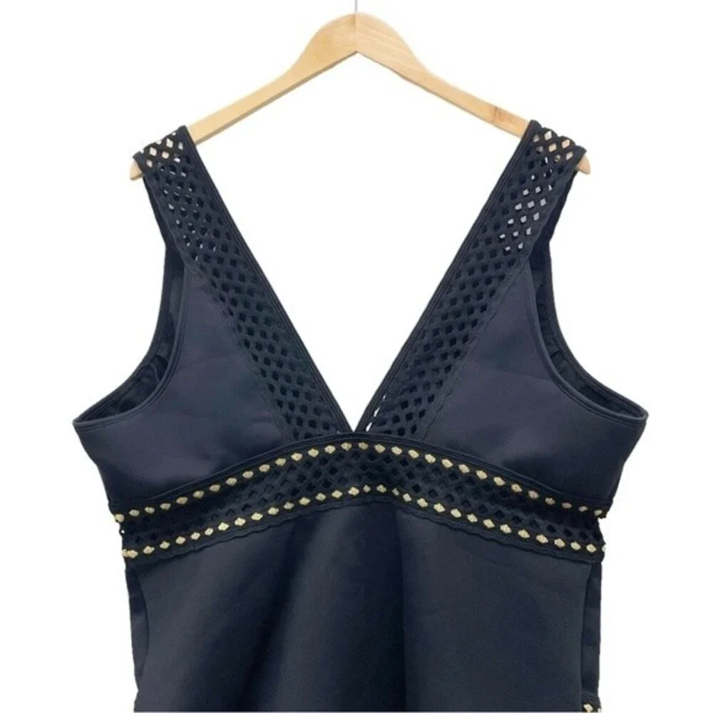 NWT River Island Black Gold Embroidered Plunge One Piece Swimsuit Size 20 NEW