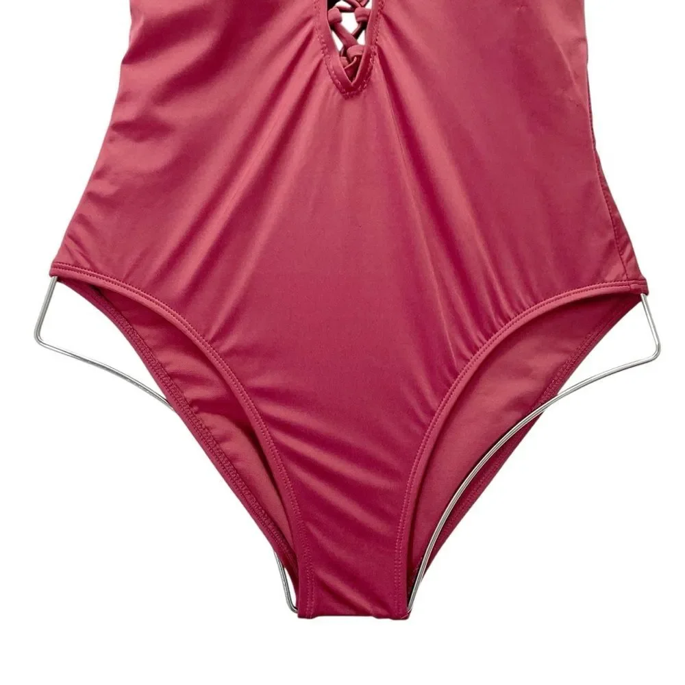 NWT Gianni Bini One Piece Swimsuit Size Small Cabernet Shimmer Bathing Suit NEW