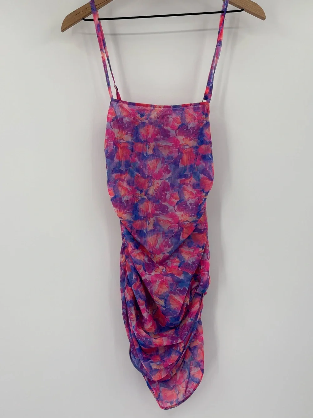 For Love & Lemons Natasha Floral Mesh Swim Cover Up Mini Dress S