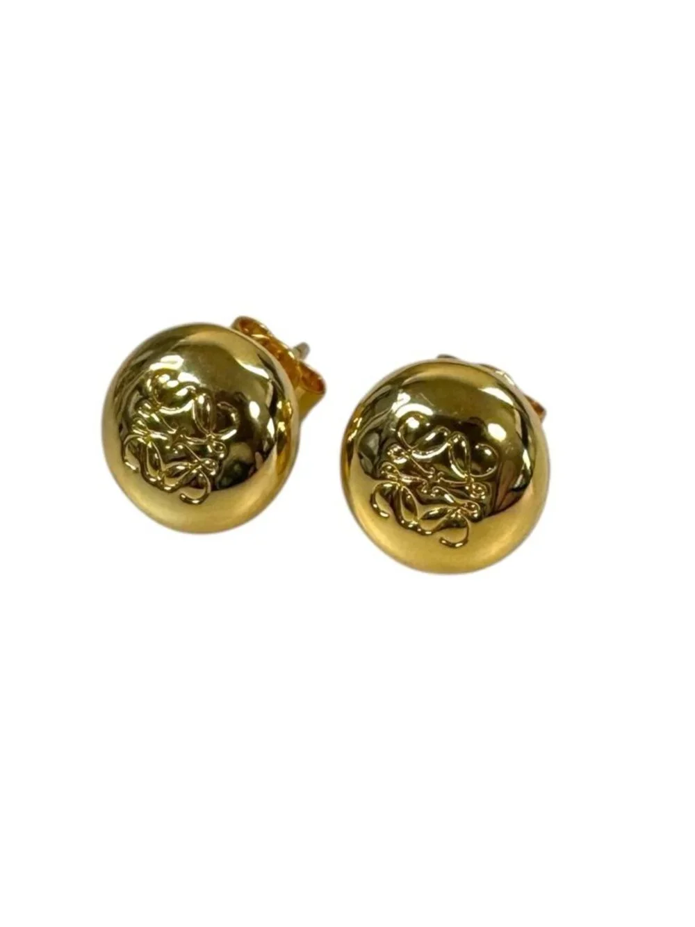 Loewe Anagram Pebble Stud Earrings Gold 925