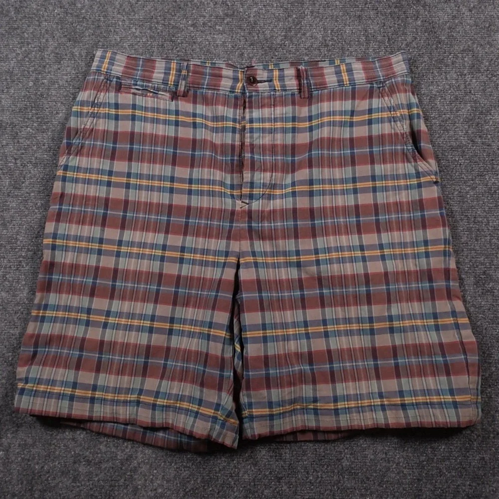 Polo Ralph Lauren Shorts Mens 34 Multicolor Plaid Chino Preppy Flat Front