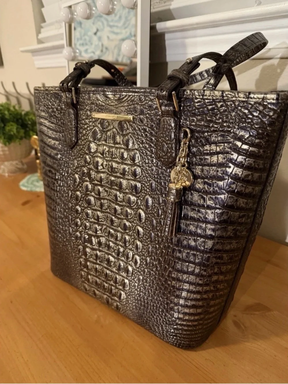 Brahmin croc embossed