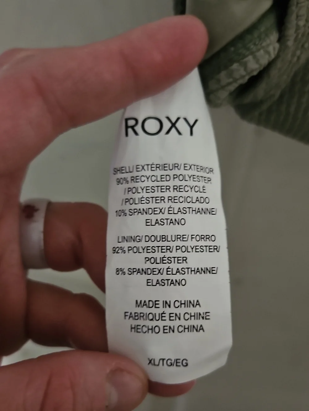 Roxy tags bikini size